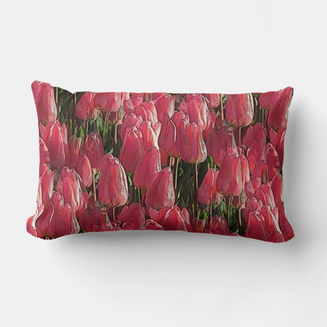 Pink Tulips Floral Lendenkissen (Vorderseite)