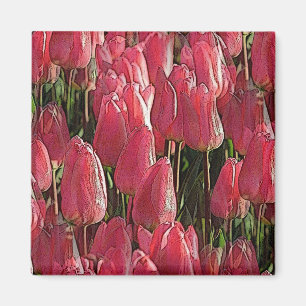 Pink Tulips Floral Magnet