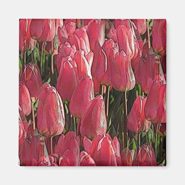 Pink Tulips Floral Magnet (Vorne)