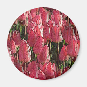 Pink Tulips Floral Magnet