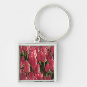 Pink Tulips Floral Schlüsselanhänger