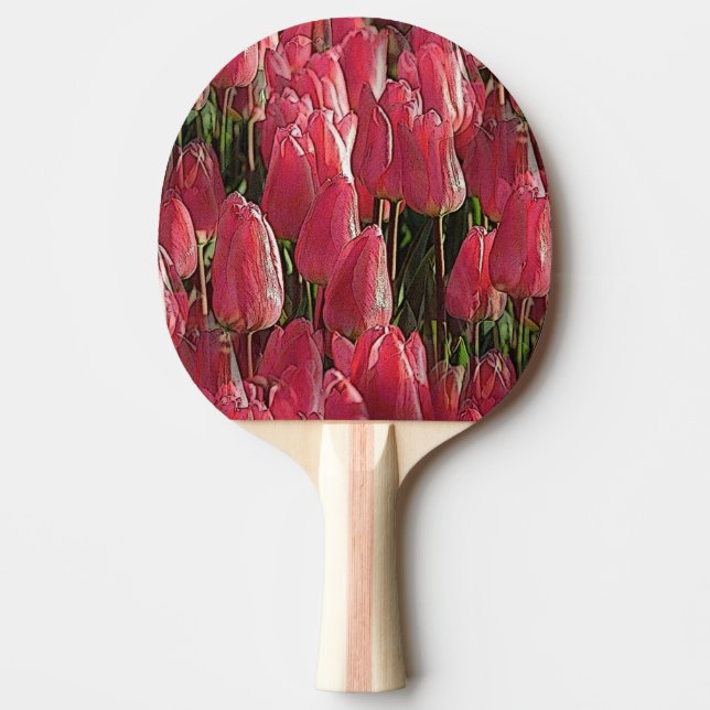 Pink Tulips Floral Tischtennis Schläger (Vorderseite)