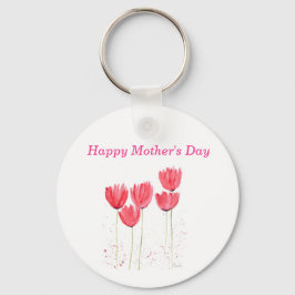Pink Tulips florale Aquarell Elegante Mama Schlüss Schlüsselanhänger