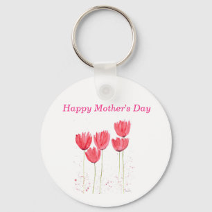 Pink Tulips florale Aquarell Elegante Mama Schlüss Schlüsselanhänger