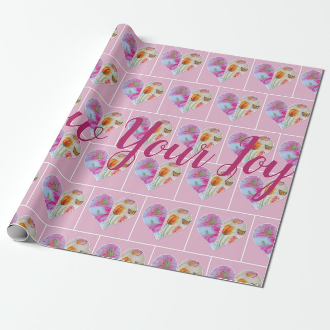 Pink Tulips florale Aquarellpapier Geschenkpapier (Ungerollt)