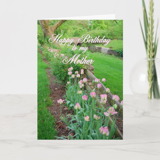 Pink Tulips Happy Birthday Mother Karte (Vorderseite)