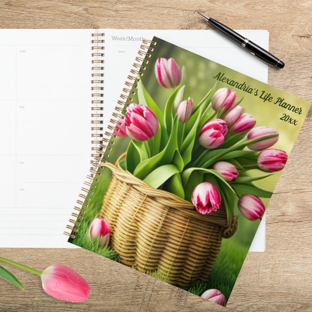  Pink Tulips in Country Basket  Planer (Von Creator hochgeladen)
