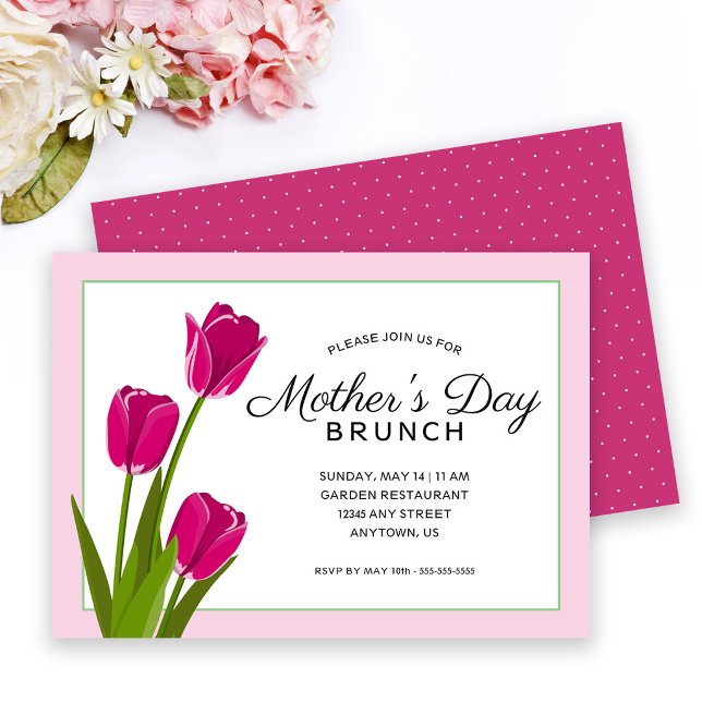 Pink Tulips | Muttertagsbrunch Einladung (Von Creator hochgeladen)