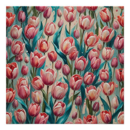pink tulips poster