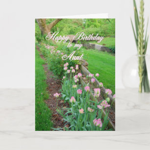 Pink Tulips Tante Happy Birthday Karte