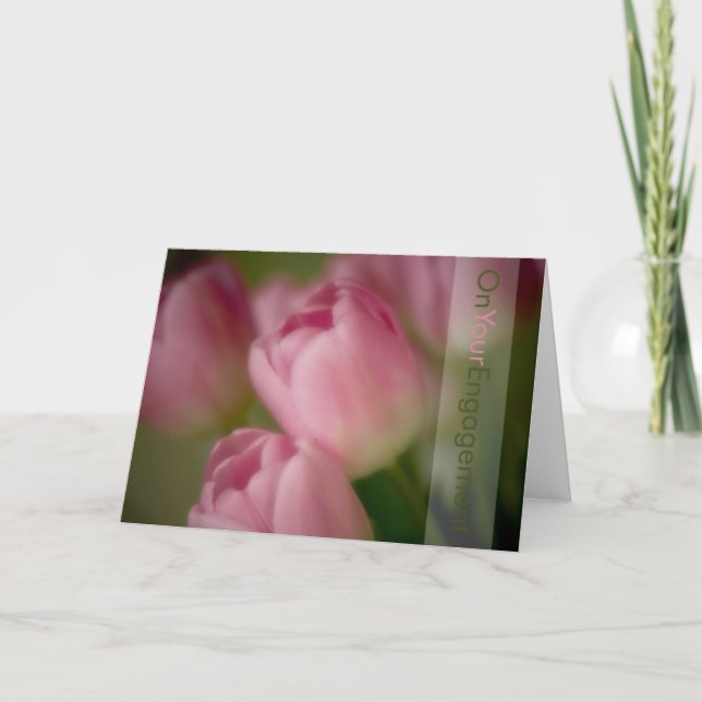 Pink Tulips ・ Verlobung Gratulationskarte Karte (Vorderseite)
