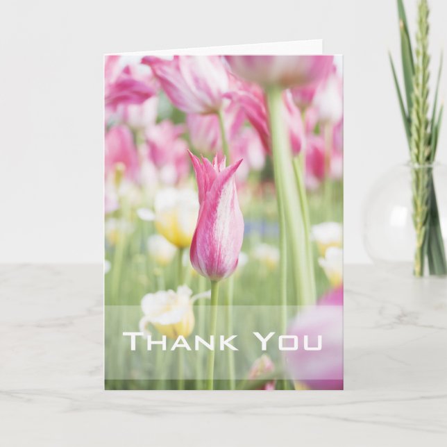 Pink Tulips Vielen Dank für Ihre Grußkarte Dankeskarte (Vorderseite)