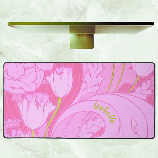 Pink Tulips Vintage Blütenpracht Weibchen Schreibtischunterlage (Von Creator hochgeladen)