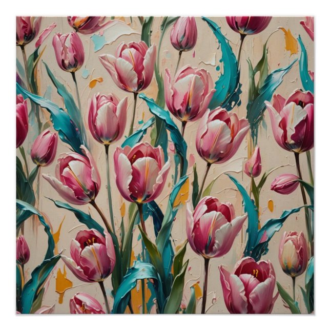 pink tulips wall art poster (Vorderseite)