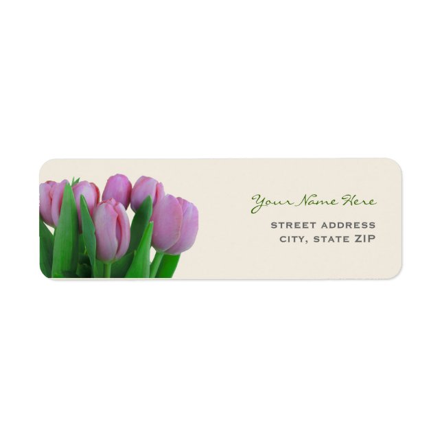 Pink Tulips Wedding Address Labels (Vorne)