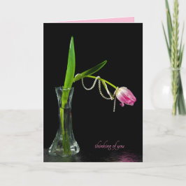 Pink Tulpe mit Perlen in Vase denken Sie Karte