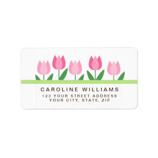 Pink-Tulpengrenze-Rücksendeadressen-Aufkleber Adressaufkleber