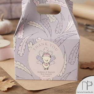 Pink Turkey & Feathers Fall Girl Babydusche Geschenkschachtel