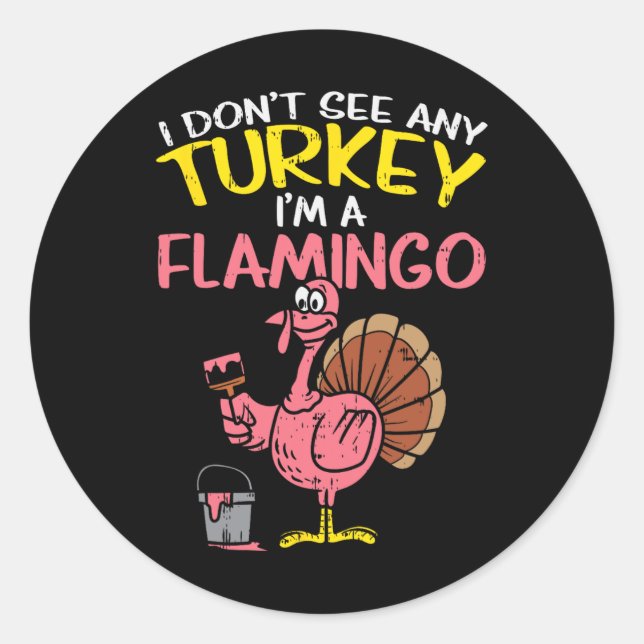 Pink Turkey Flamingo Fun Erntedank Tierpark Lover Runder Aufkleber (Vorderseite)