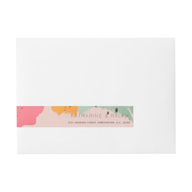 Pink Türkis Brush Strokes Wraparound Label (Vorderseite)