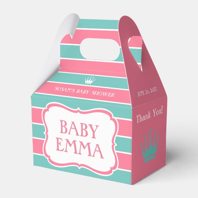 Pink Türkise Streifen Babydusche Gesichtsbox Geschenkschachtel (Vorderseite)