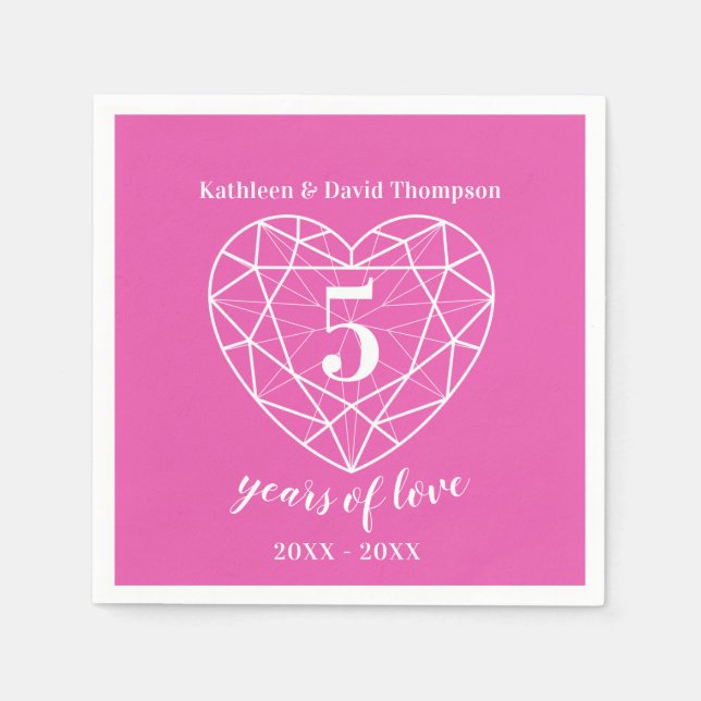 Pink-Turmalin-Jubiläum 5 Jahre Liebe Servietten (Vorderseite)