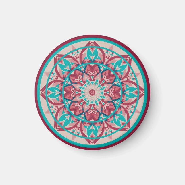 Pink & Turquoise Boho Mandala   Magnet (Vorne)