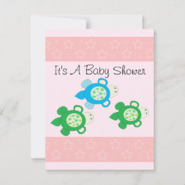 Pink Turtle Baby Dusche Einladung