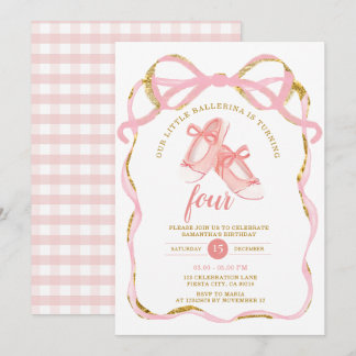 Pink Tutu Ballerina Geburtstagsparty Ballet Ribbon Einladung