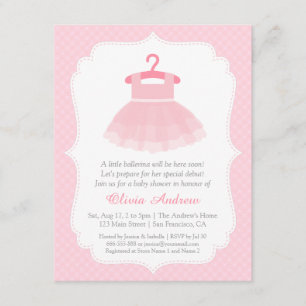 Pink Tutu Ballerina Girl Kinderdusche Einladungen