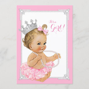 Pink Tutu Ballerina Pink Pearl Baby Girl Dusche Einladung