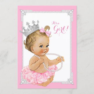 Pink Tutu Ballerina Pink Pearl Baby Girl Dusche Einladung