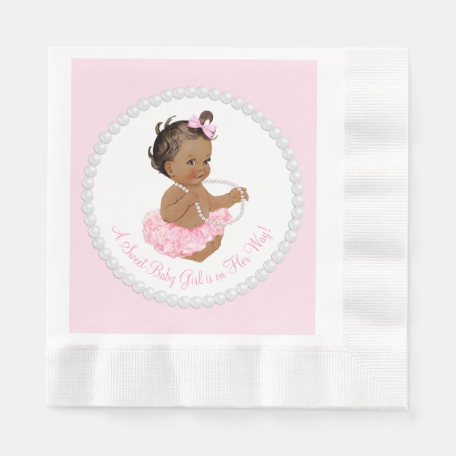 Pink Tutu Ethnic Ballerina Pearl Baby Dusche Serviette (Vorderseite)
