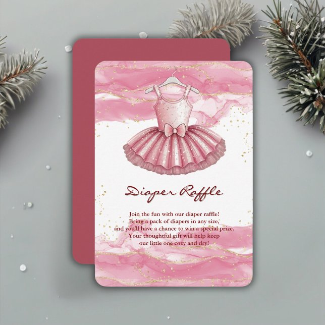 Pink Tutu Gold Glitzer Kinderdusche Begleitkarte (Von Creator hochgeladen)