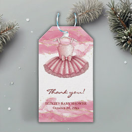 Pink Tutu Gold Glitzer Kinderdusche Geschenkanhänger