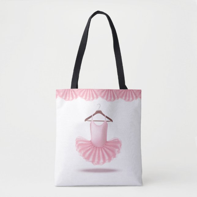 Pink Tutu Niedlich Ballerina Giro Name Tote Beutel Tasche (Vorderseite)