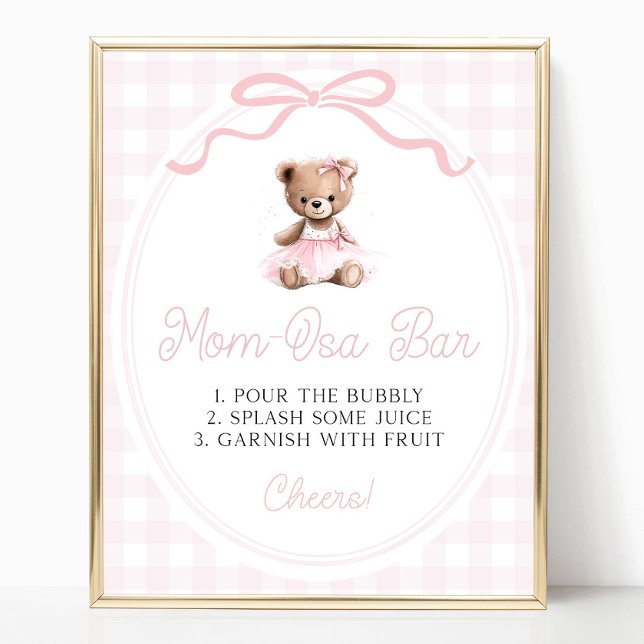 Pink Tutu Teddy Bear Baby Shower Mimosa Bar Poster (Von Creator hochgeladen)