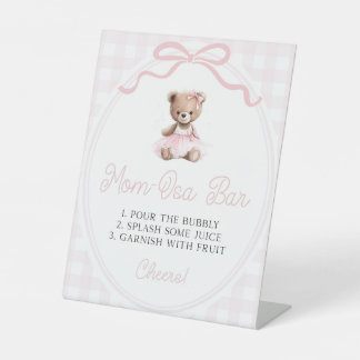 Pink Tutu Teddy Bear Baby Shower Mimosa Bar Sockelschild