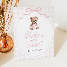 Pink Tutu Teddy Bear Baby Shower Sweets Table Sockelschild