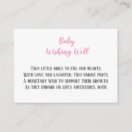 Pink Twin Baby Girls wollen Baby Dusche Begleitkarte