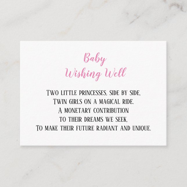 Pink Twin Baby Girls wollen Baby Dusche Begleitkarte (Vorderseite)