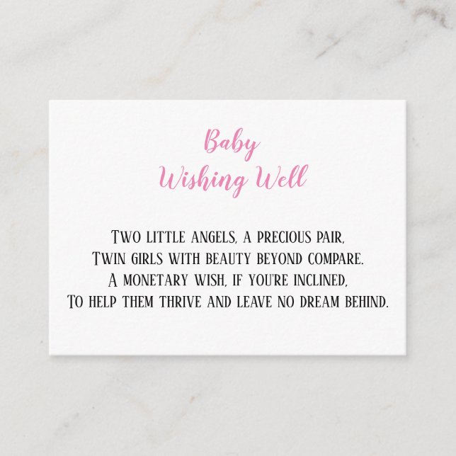 Pink Twin Baby Girls wollen Baby Dusche Begleitkarte (Vorderseite)