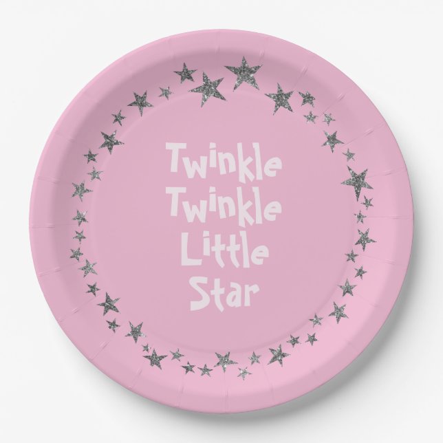 Pink Twinkle Little Star Baby Girl Party Teller (Vorderseite)