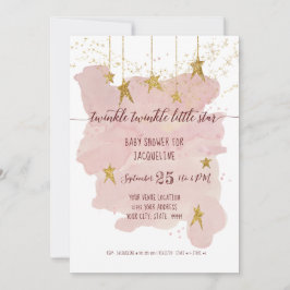 Pink Twinkle Little Star Gold Girl Baby Dusche Einladung