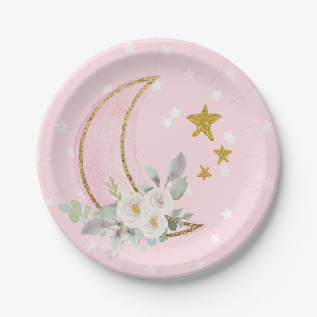 Pink Twinkle Little Star Tellers Pink Gender-Studi Pappteller (Vorderseite)