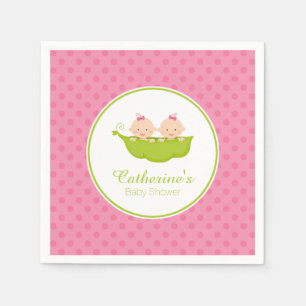 Pink Two Peas in Pod Baby Shooting Paper Napkin Serviette