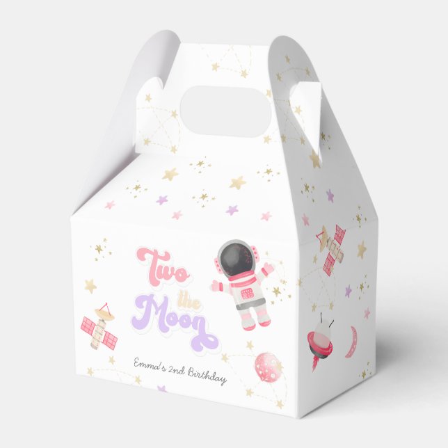 Pink Two the Moon Space Birthday Gevor Box Geschenkschachtel (Vorderseite)