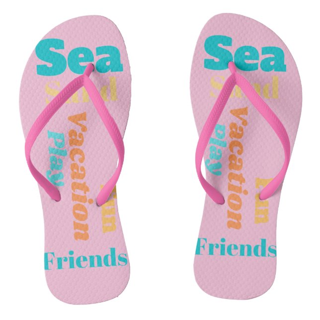 Pink Typografie whimsisical Sommer Flip Flops (Fußbett)