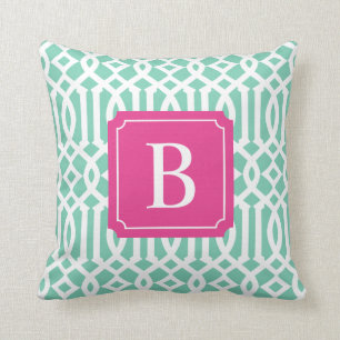 Pink-u. Seafoam Gitter- Wurfs-Kissen Kissen
