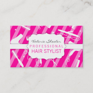 Pink-u. Weiß-Friseursalon-Werkzeuge Visitenkarte